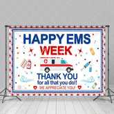 Aperturee - Aperturee Red Cross Ambulance Happy EMS Week Thank You Backdrop